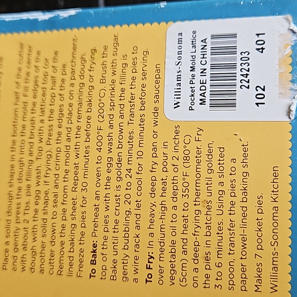 Vintage 2009 NIB William-Sonoma Lattice Pocket Pie Lattice Mold Mini Pie Maker - Picture 16 of 17